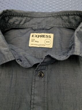 Express Men's Slim Soft Wash Button-Up Shirt - Blue